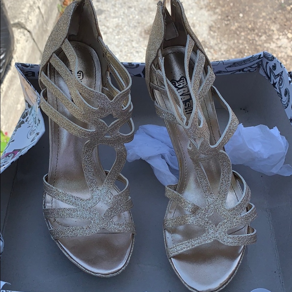 Sparkling high heeled stilletos styled rose gold